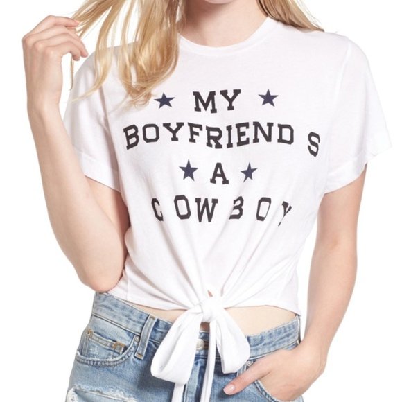 Wildfox Tops - Wildfox My Boyfriends a Cowboy Tie-Front Tee Size M NWT